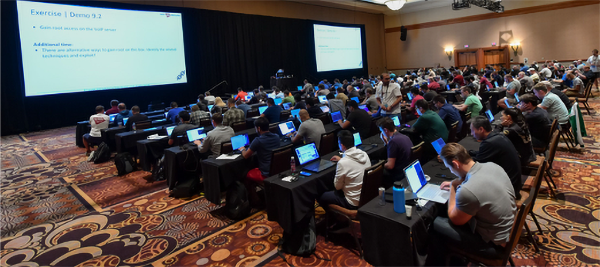 Photo from Advanced Infrastructure Hacking at Black Hat USA 2019, showing people attending the course.